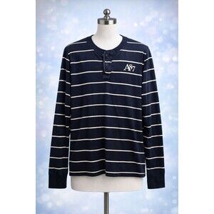 Y2K A87 Aeropostale Stripe Henley L Navy 2000s Skate Long Sleeve Vintage Shirt